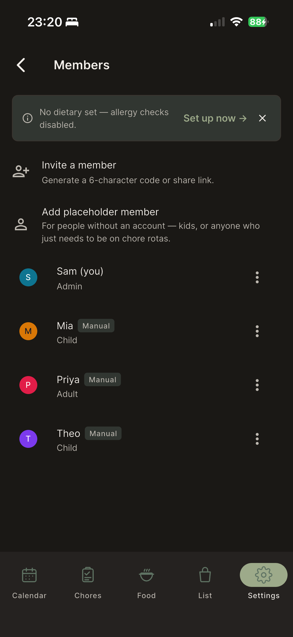 Household members — invite anyone you live with